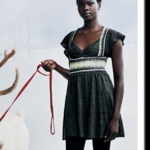 Free People Gray Green Mini Sweater Dress Drindl M